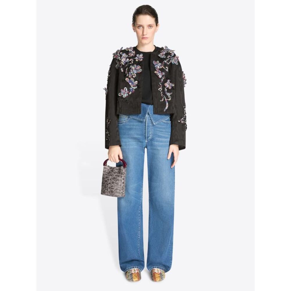 Dries Van Noten Women Giacca Corta Ricamata Con Effetto Moiré - Picture 2 of 4